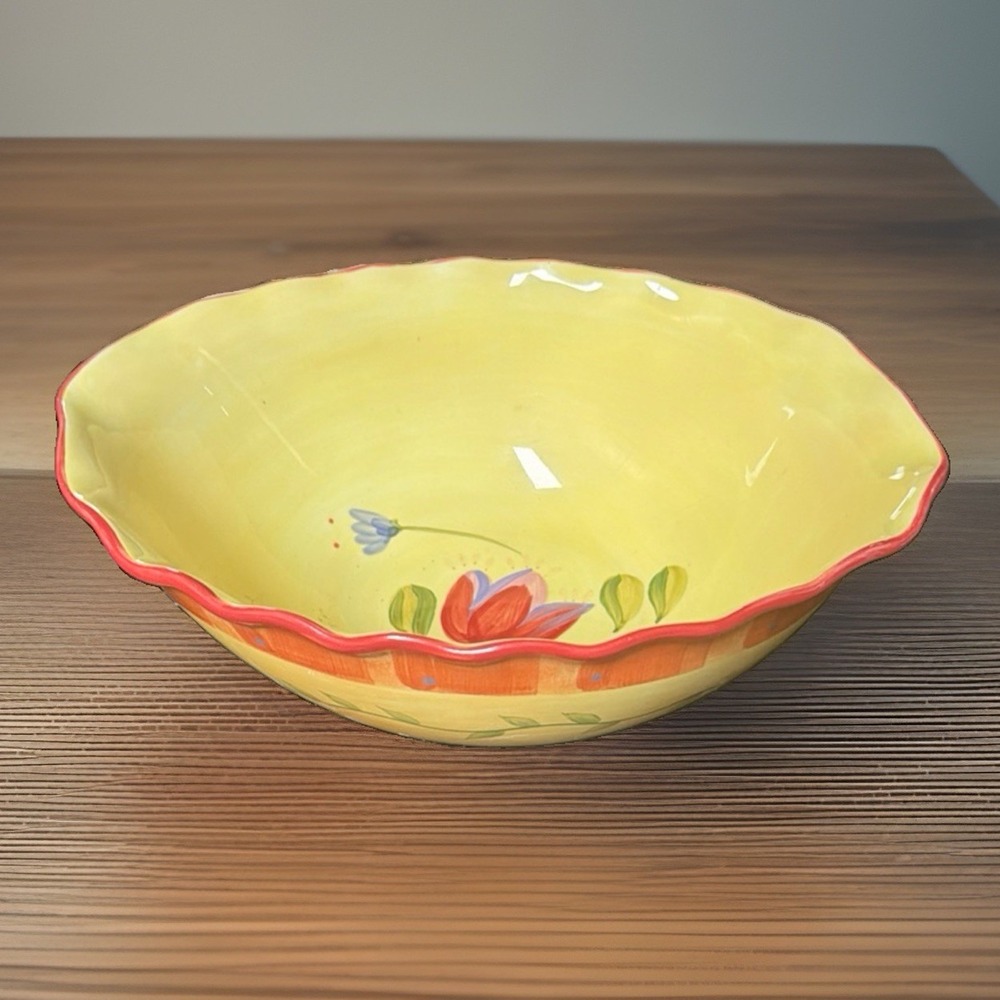 Pfaltzgraff Napoli Stoneware 11.5'' Serving Bowl - Hand-Painted Floral Design